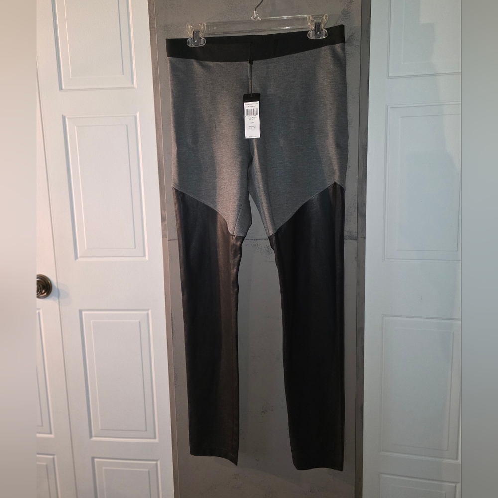 BCBG - Gray and Black Faux Leather Leggings